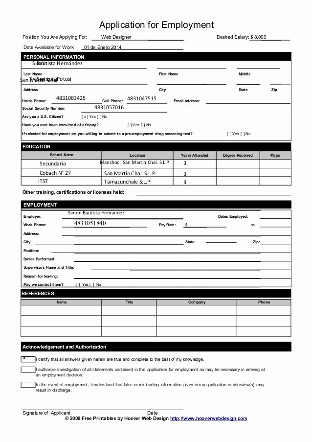 Restaurant Job Application Template Elegant Free Printable Job Application form Template form Generic
