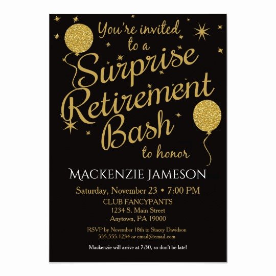 Retirement Party Invitation Templates Lovely Surprise Retirement Party Invitation Gold Balloons