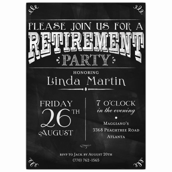 Retirement Party Invitation Templates Luxury Chalkboard Black Retirement Party Invitations