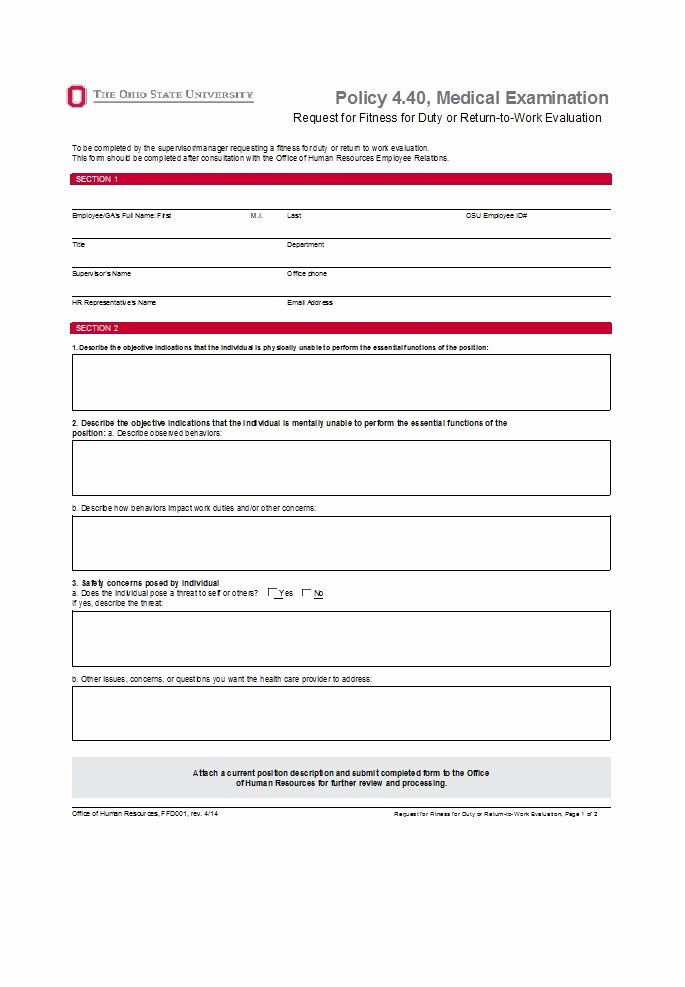 Return to Work form Template Inspirational 49 Best Return to Work [&amp; Work Release forms] Template Lab