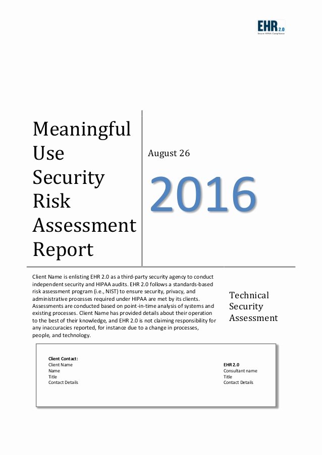 Risk assessment Report Template New Meaningful Use Risk assessment Template