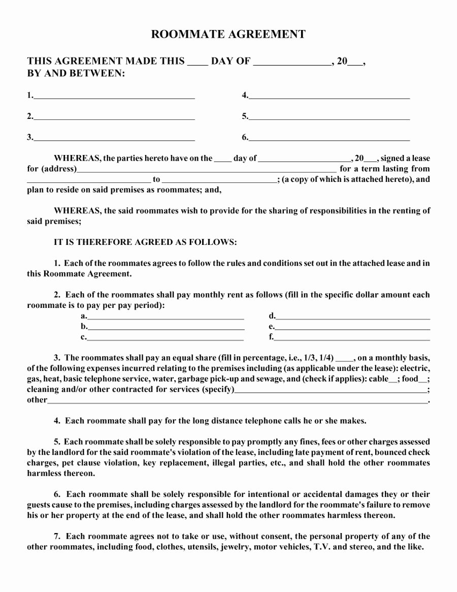 Roommate Rental Agreement Template Elegant 40 Free Roommate Agreement Templates &amp; forms Word Pdf