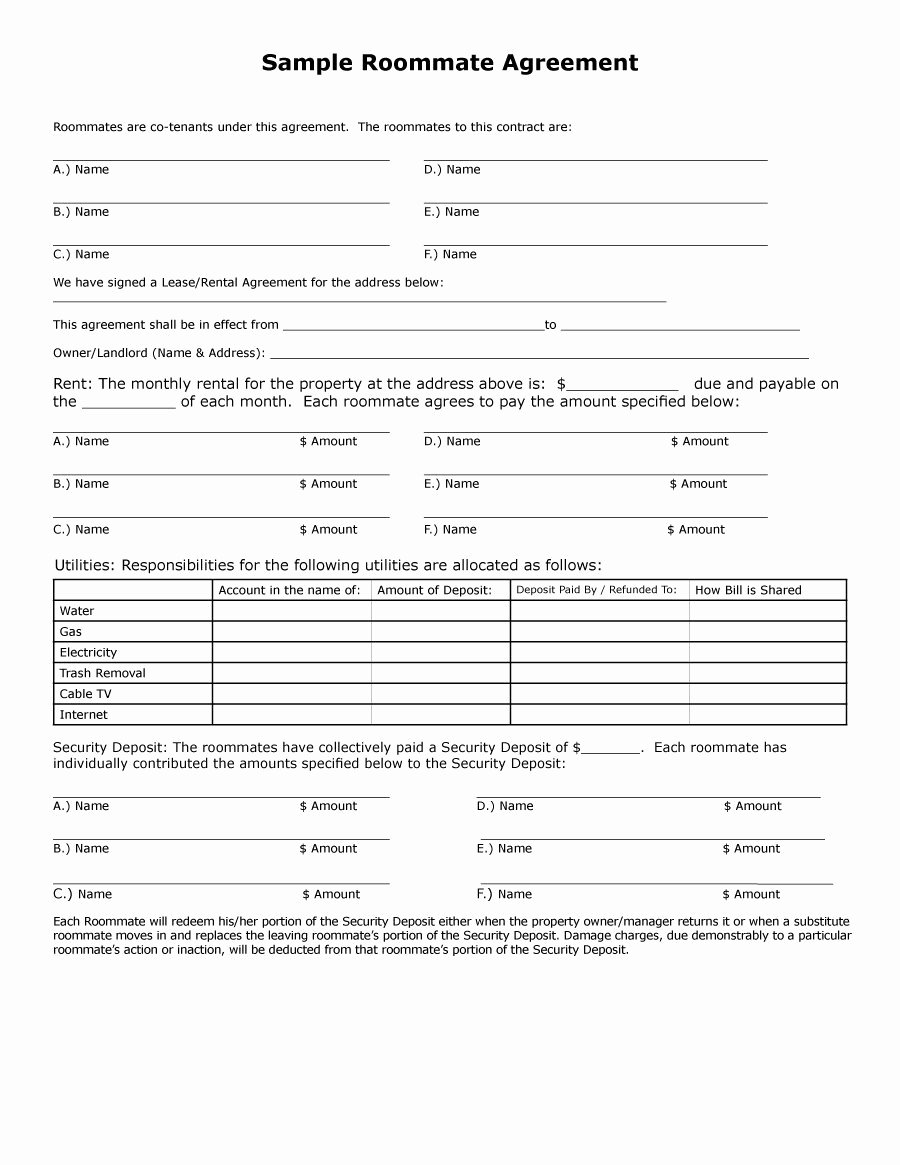 Roommate Rental Agreement Template New 40 Free Roommate Agreement Templates &amp; forms Word Pdf