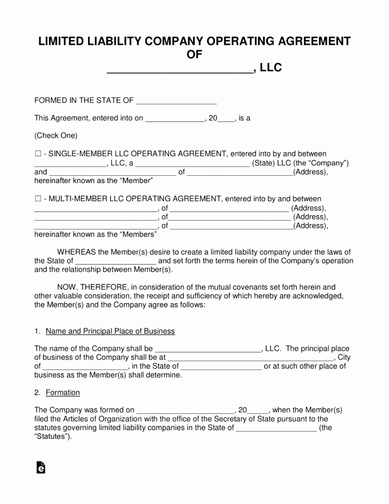 S Corp Operating Agreement Template Luxury Free Llc Operating Agreement Templates Pdf