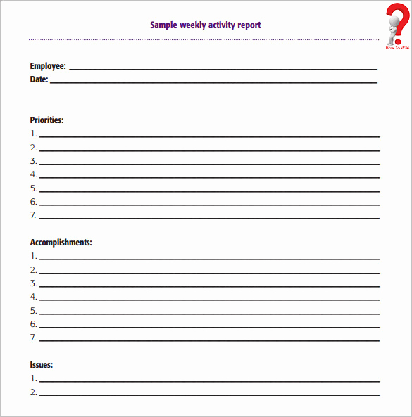 Sales Activity Report Template Beautiful 5 Free Sample Weekly Report Template to Management
