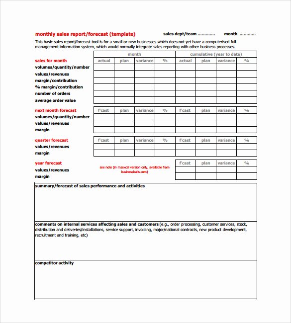 Sales Activity Report Template Lovely Free 29 Monthly Report Templates In Pdf Word