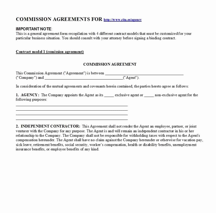 Sales Commission Plan Template Elegant 36 Free Mission Agreements Sales Real Estate Contractor