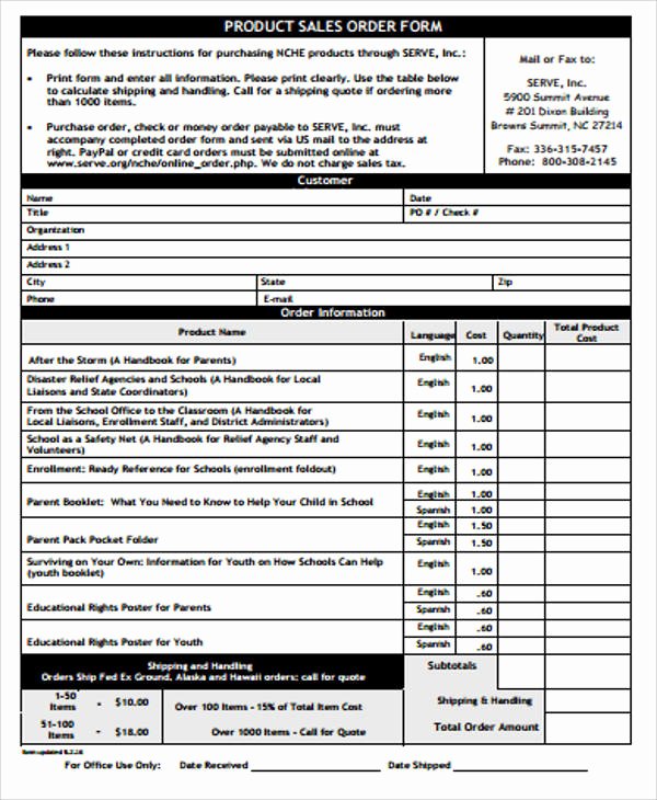 Sales order form Template Beautiful Sample Sales order form 11 Examples In Word Pdf