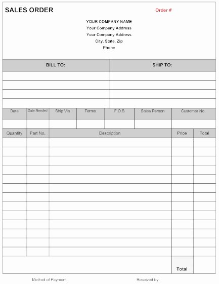 Sales order form Template Lovely 4 Sales order Templates