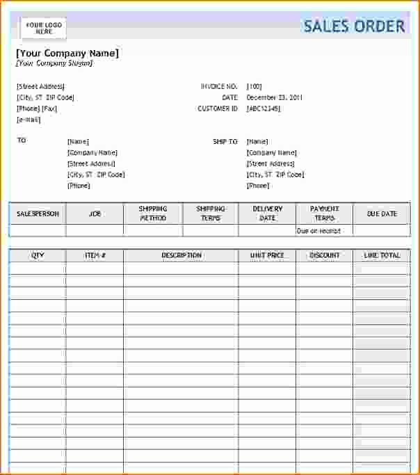Sales order form Templates Beautiful 5 order form Template Excel