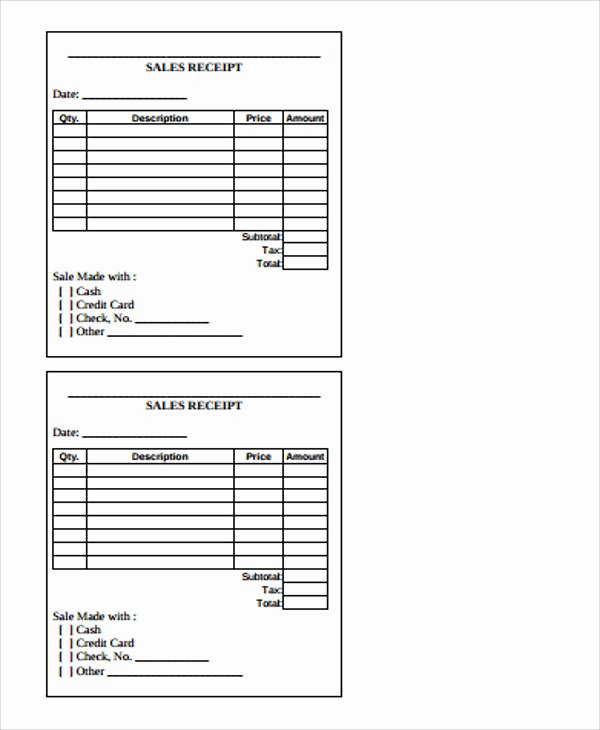 Sales Receipt Template Pdf Inspirational Sample Sales Receipt form 7 Examples In Word Pdf