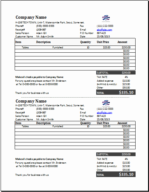 Sales Receipt Template Word Beautiful Sales Receipt Template for Excel
