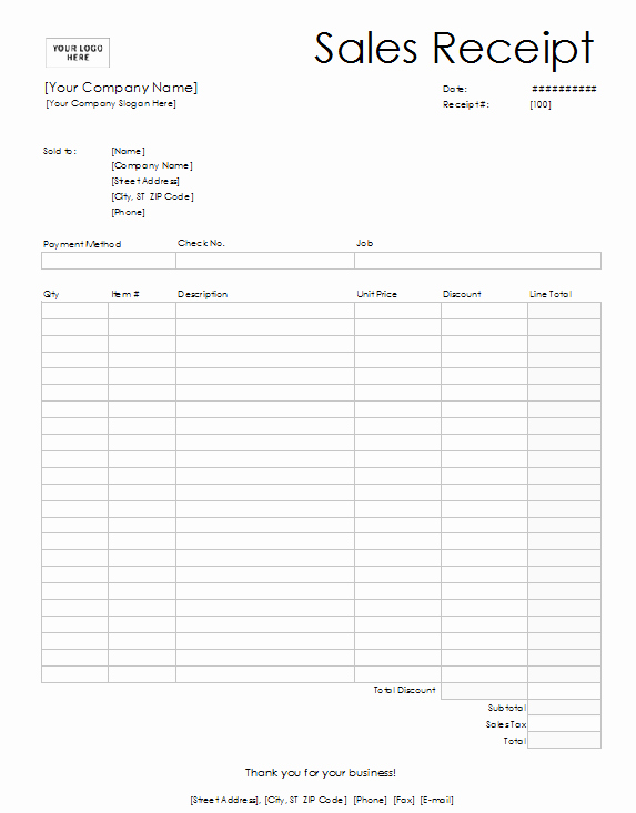 Sales Receipt Template Word New 7 Purchase Receipt Template