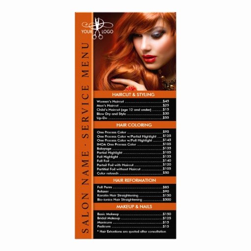 Salon Price List Template Inspirational Hair Salon Service Menu Beauty Salon Price List