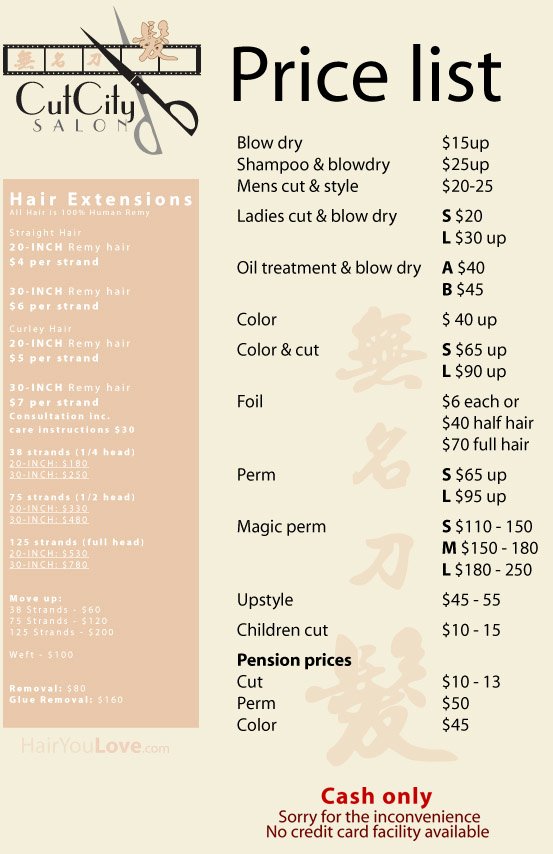 Salon Price List Template New Hair Salon – Arj Design