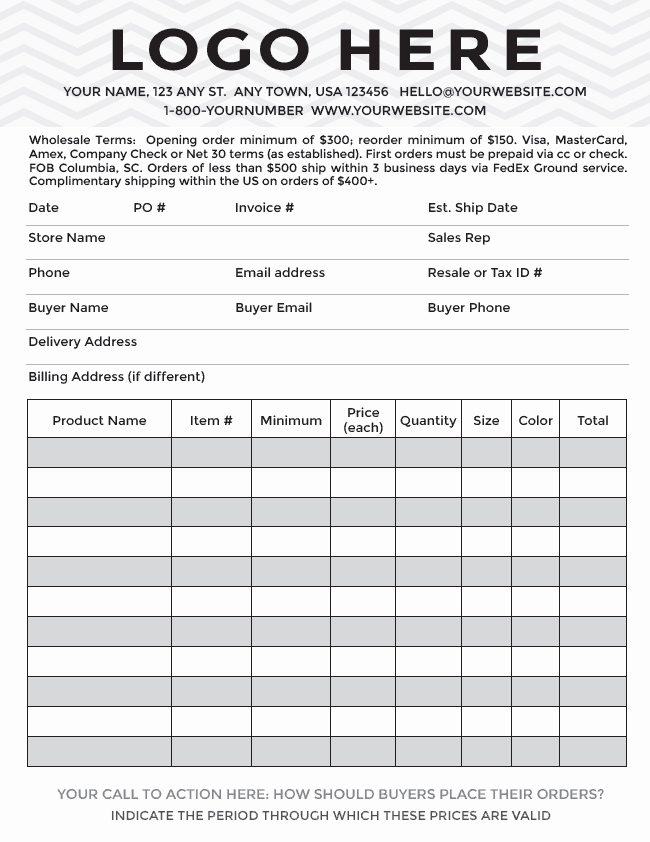 Sample order forms Template Awesome Free Editable Invoice Templates
