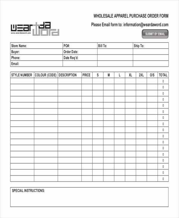 Sample order forms Template Inspirational 12 Apparel order forms Free Sample Example format