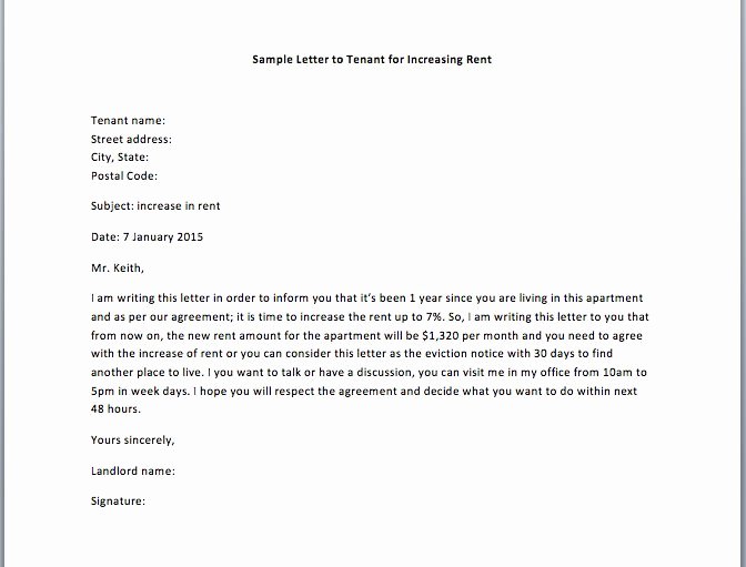Sample Rent Increase Letter Template Beautiful Sample Letter to Tenant for Late Payment Google Search