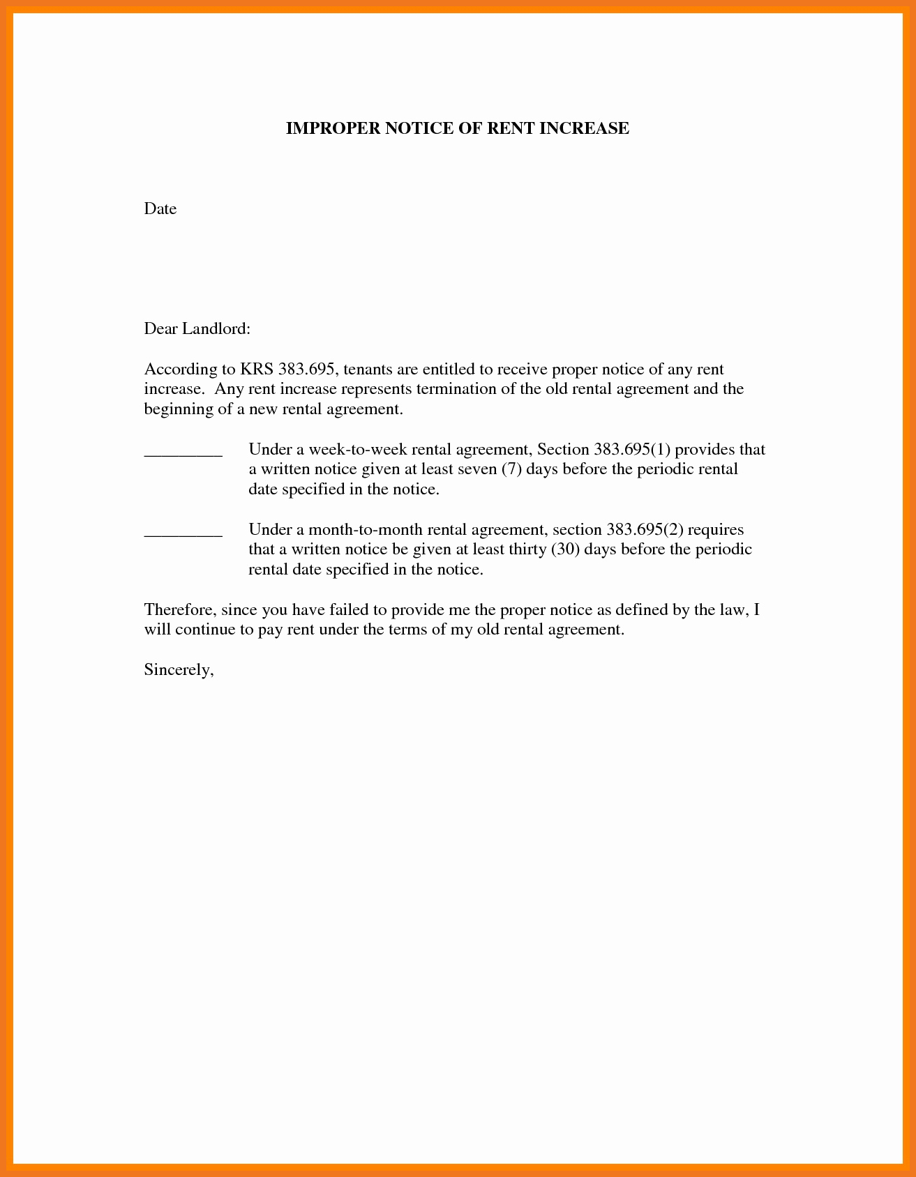 Sample Rent Increase Letter Template Best Of 3 4 Rent Increase Letter to Tenant