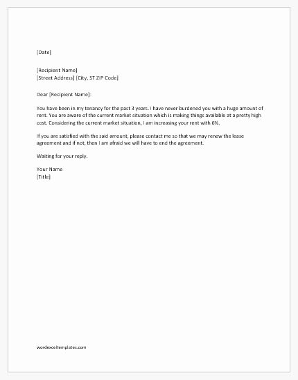 Sample Rent Increase Letter Template Luxury Lease Renewal Letter with Rent Increase