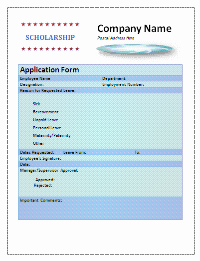 Scholarship Application form Template Best Of Scholarship Application form