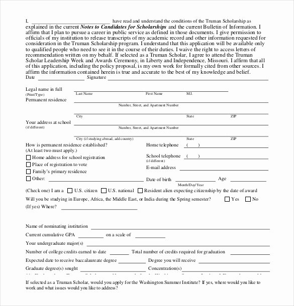 Scholarship Application form Template Best Of Scholarship Application Template