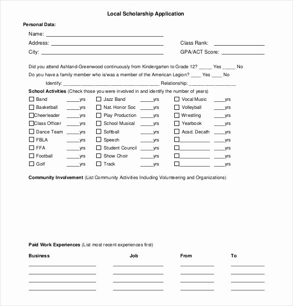 Scholarship Application form Template Elegant 15 Scholarship Application Templates – Free Sample