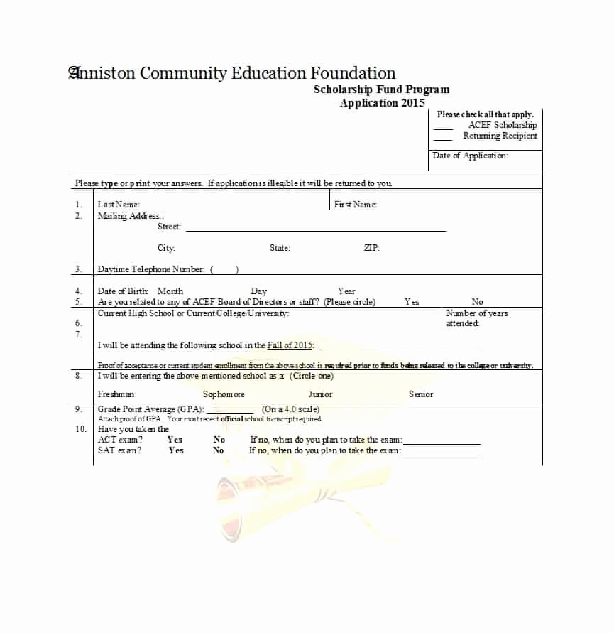 Scholarship Application form Template Lovely 50 Free Scholarship Application Templates &amp; forms