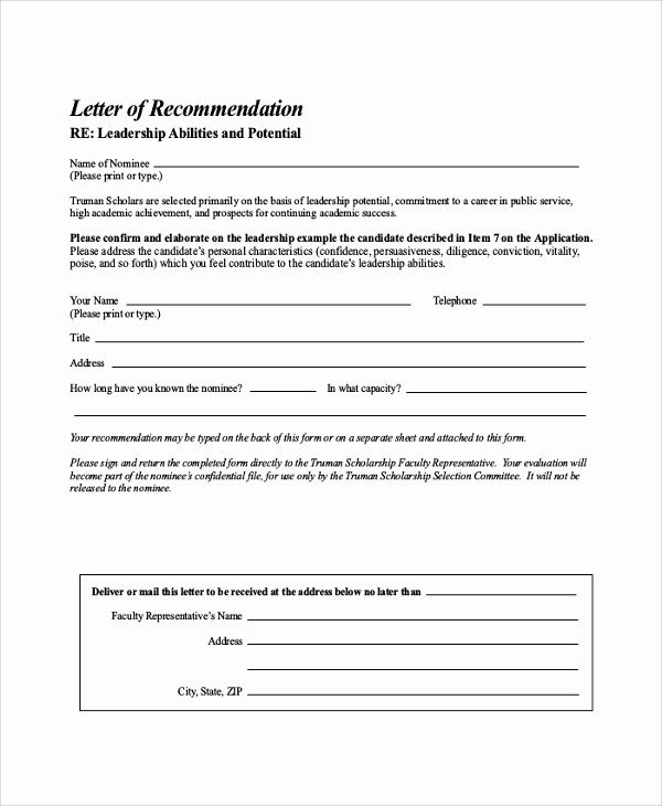 Scholarship Letters Of Recommendation Template Beautiful Free 32 Sample Letters Of Re Mendation for Scholarship