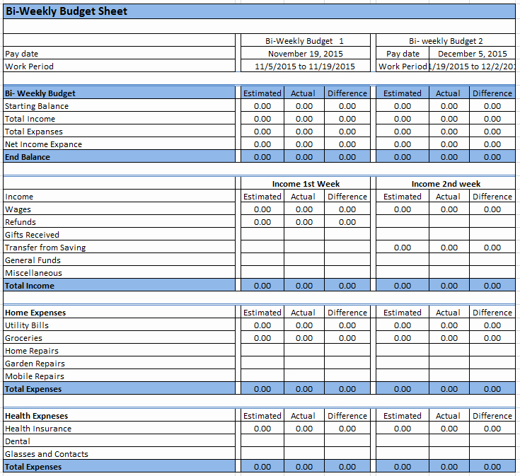 Semi Monthly Budget Template Awesome 23 Free Bi Weekly Bud Templates Ms Fice Documents