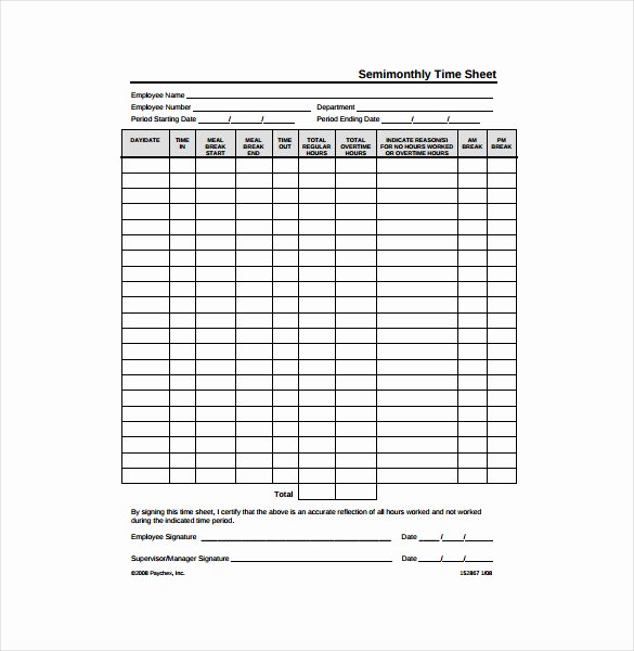 Semi Monthly Budget Template New Timesheet Templates – 35 Free Word Excel Pdf Documents