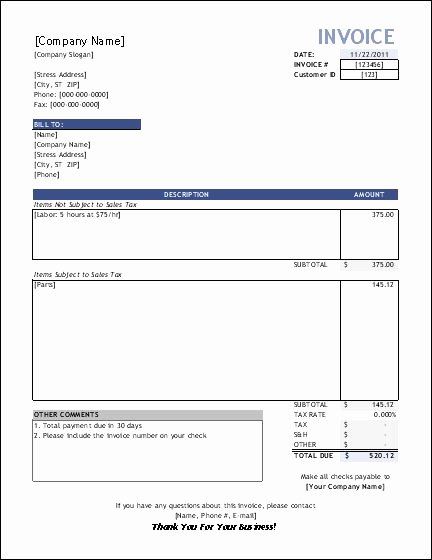 Service Invoice Template Pdf Awesome Free Construction Time and Material forms