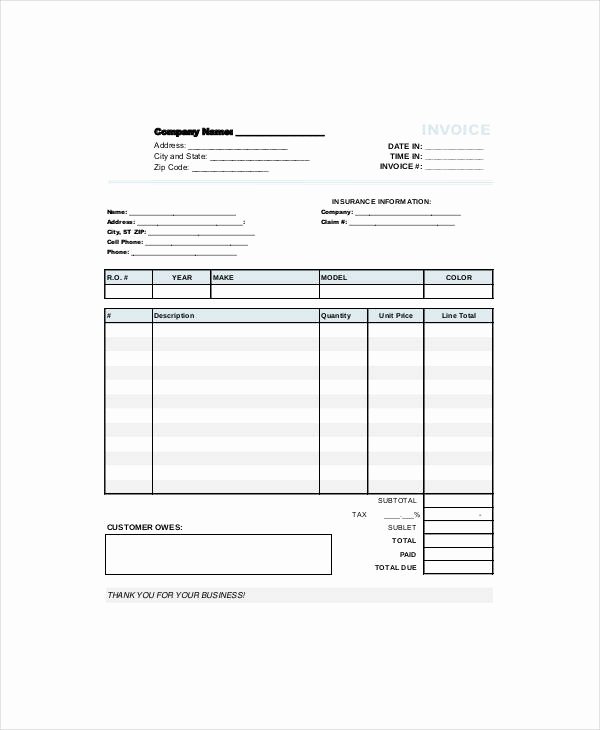 Service Invoice Template Pdf Best Of Free 12 Repair Invoice Templates In Pdf Word
