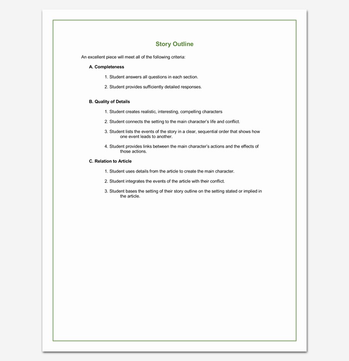 Short Story Template Word Best Of Story Outline Template 15 for Word and Pdf format