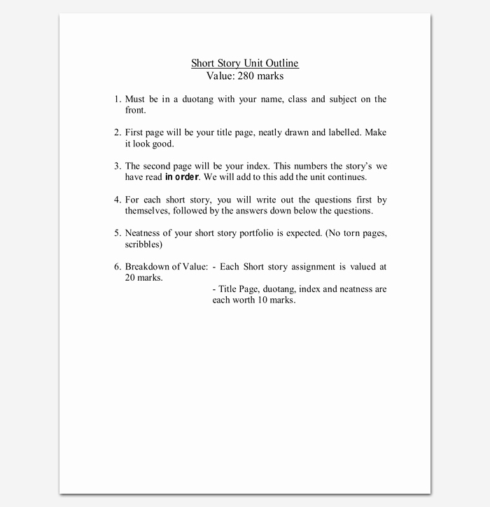 Short Story Template Word Inspirational Story Outline Template 15 for Word and Pdf format