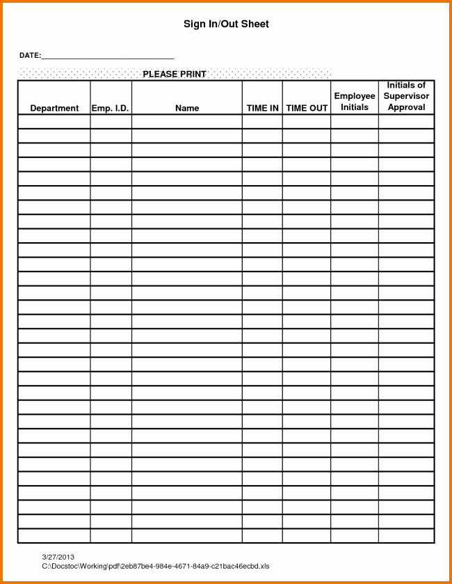 Sign In Out Sheet Template Best Of 24 Best Samples Of attendance Sheet for Employees Thogati