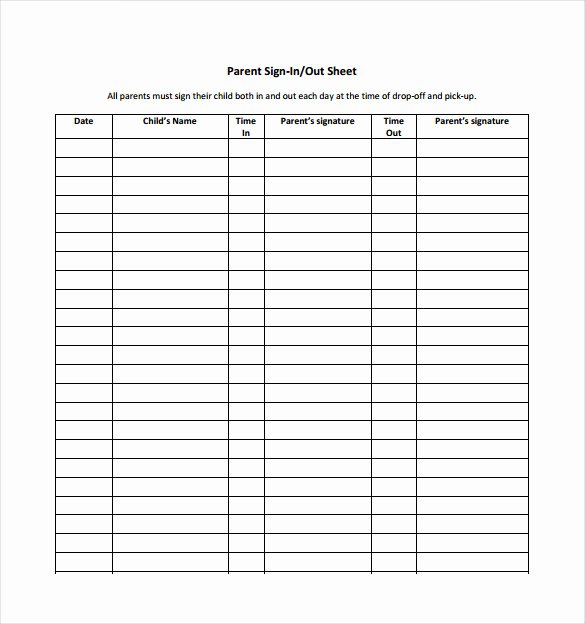 Sign In Out Sheet Template Luxury 19 Sign Out Sheet Templates Free Sample Example