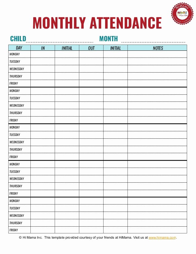 Sign In Out Sheet Template Unique Daycare Sign In Sheet Template Monthly