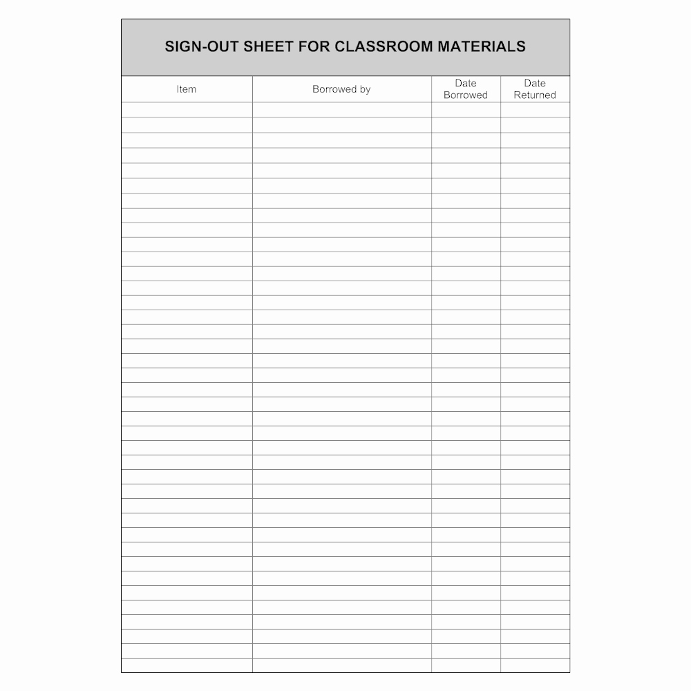 Sign In Out Sheet Template Unique Sign Out Sheet