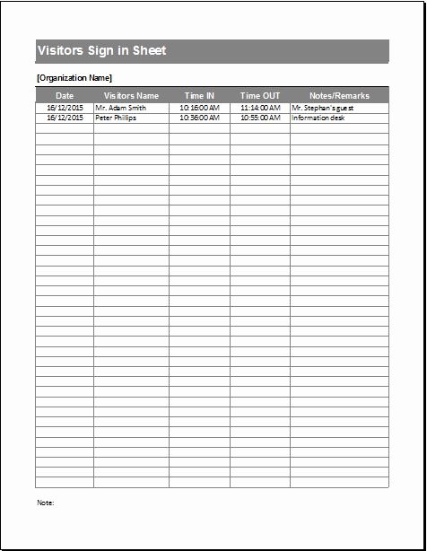 Sign In Sheet Template Excel Awesome Visitors Inquiry form Templates for Word