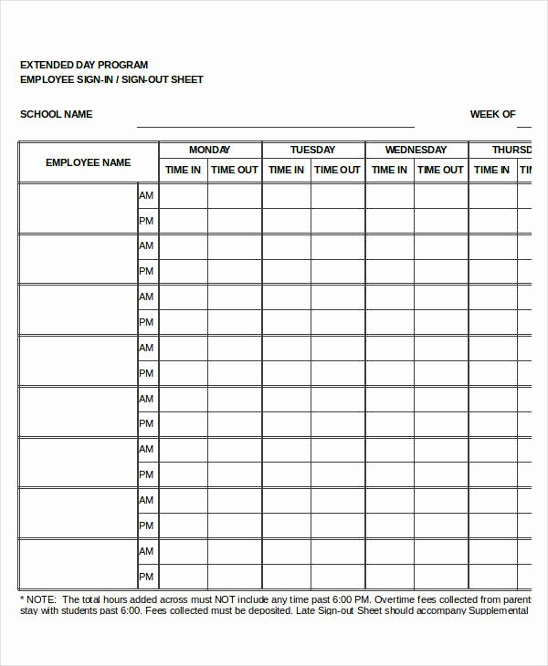 Sign In Sheet Template Excel New Employee Sign In Sheets 10 Free Word Pdf Excel