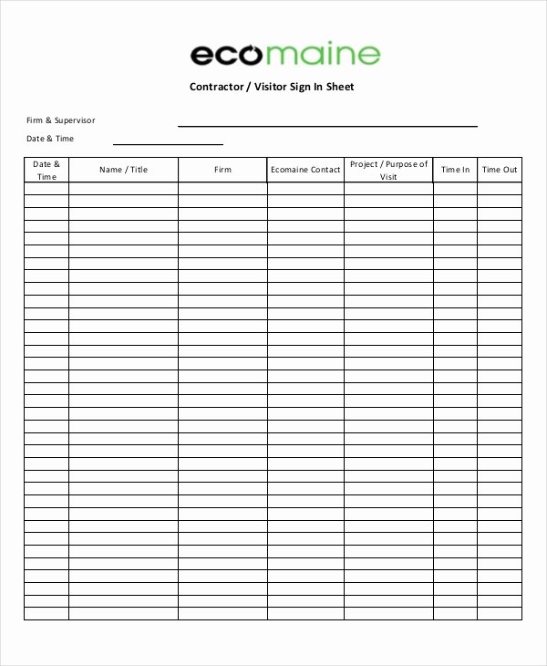 Sign In Sheet Template Pdf Inspirational Sign In Sheet 30 Free Word Excel Pdf Documents