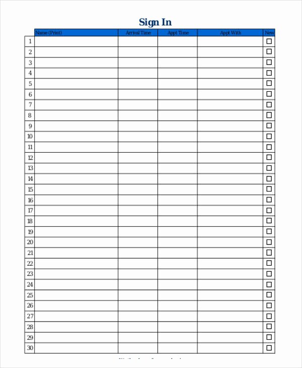 Sign In Sheet Template Pdf Lovely 8 Patient Sign In Sheet Templates