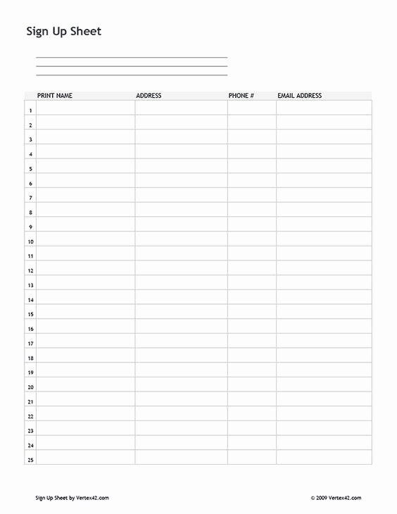 Sign In Sheet Template Pdf Lovely Free Printable Sign Up Sheet Pdf From Vertex42