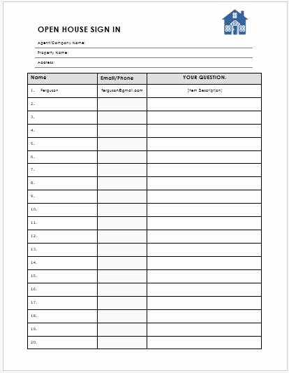 Sign In Sheet Template Word Awesome Open House Sign In Sheet Templates for Ms Word