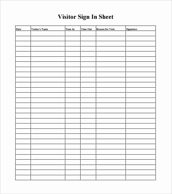 Sign In Sheet Template Word Lovely 7 Free Sign In Sheet Templates Word Excel Pdf formats