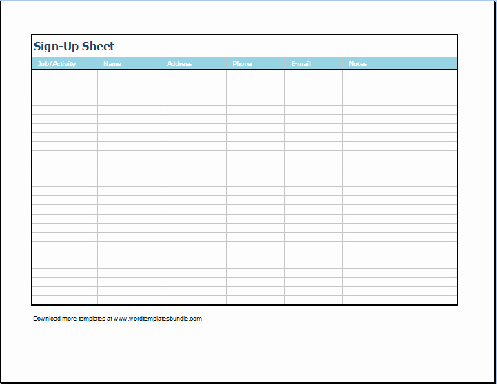 Sign In Sheet Template Word New Sign Up Sheet Template Microsoft Templates