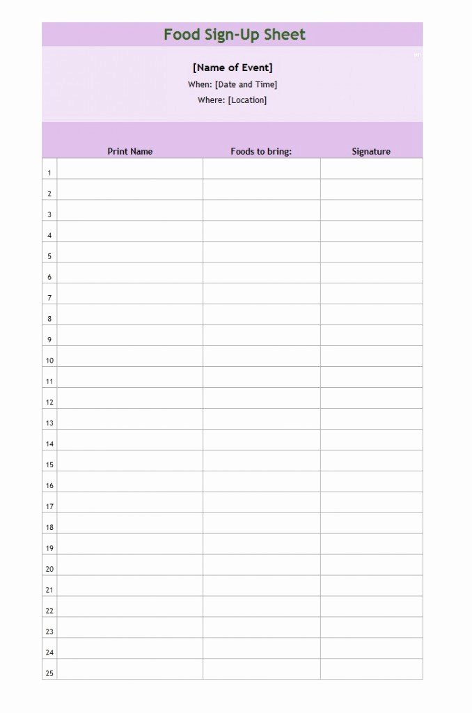 Sign In Sheet Template Word Unique 40 Sign Up Sheet Sign In Sheet Templates Word &amp; Excel