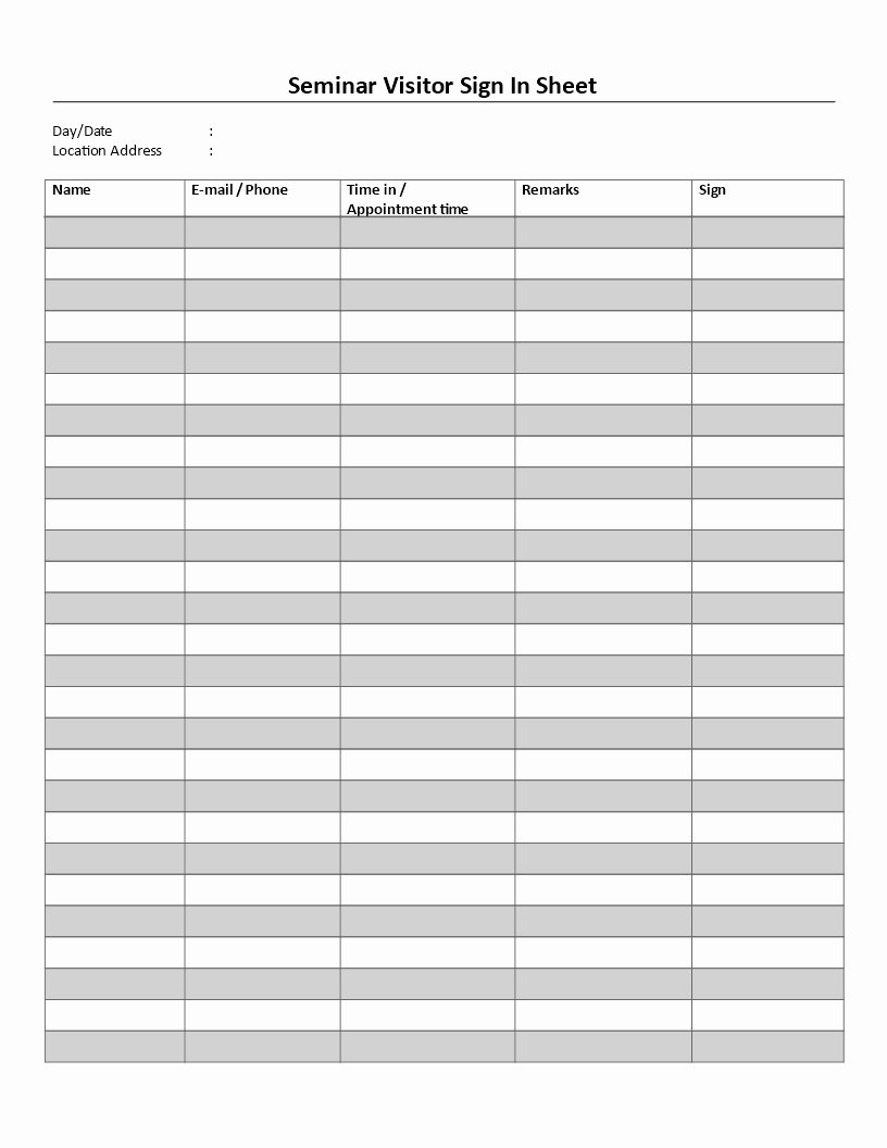 Sign In Sheets Template Elegant Fice Sign In form Example