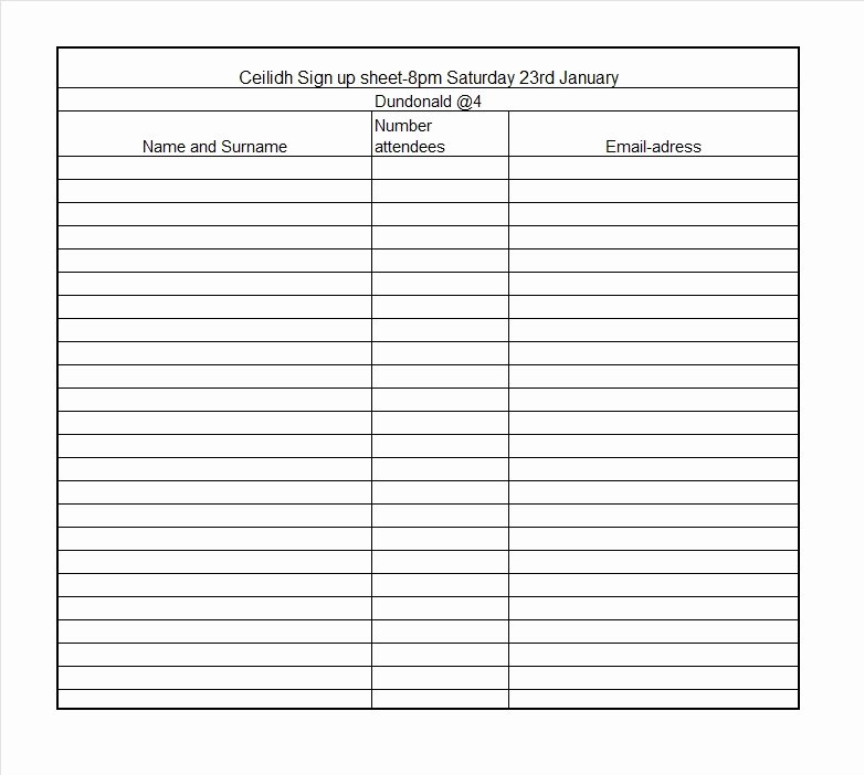 Sign In Sheets Template Lovely 40 Sign Up Sheet Sign In Sheet Templates Word &amp; Excel